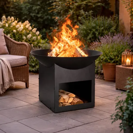 Brasero métal noir Ø57cm - Chaleur et style extérieur