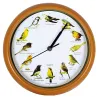 Horloge oiseaux 12 chants 24,5 cm - Décor bois naturel