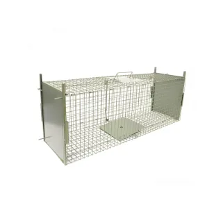 Piège à fauves pliable 2 entrées 100x30x35cm maille acier