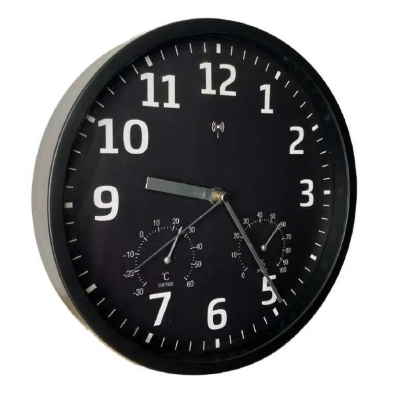 Horloge radiopilotée design noir et blanc Ø25cm - Confort