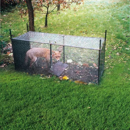 Piège à fauves pliable 2 entrées 100x30x35cm maille acier