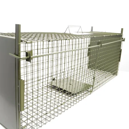 Piège à fauves pliable 2 entrées 100x30x35cm maille acier