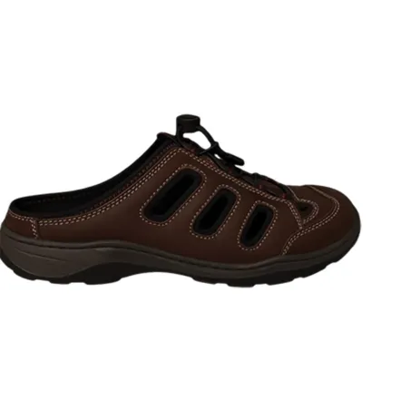 Sabots homme cuir marron à attache rapide - AYOKA Dugi