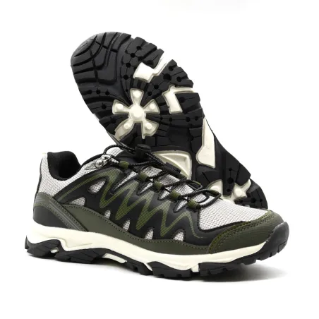 Baskets outdoor mixtes kaki/noir/beige - Confort & style