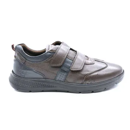 Baskets cuir stretch double velcro - Semelle PVC éleveur