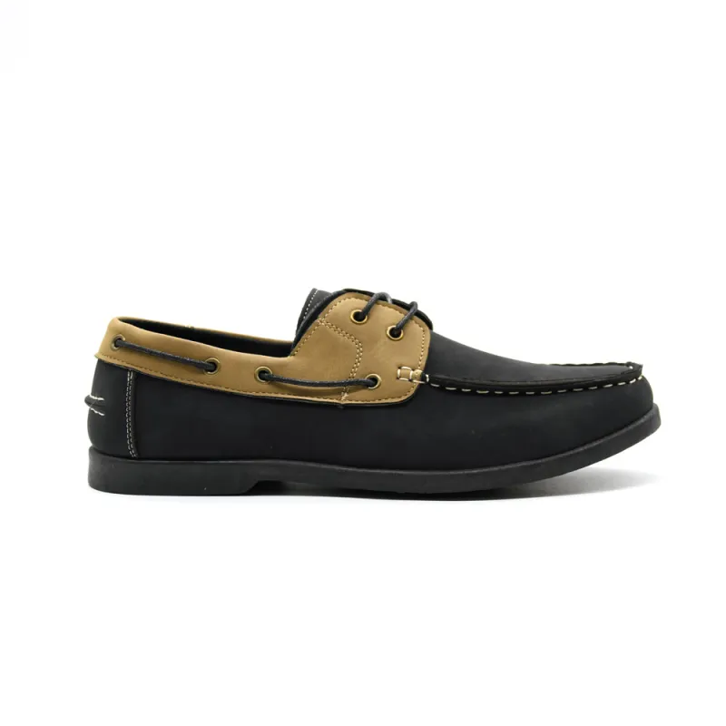 Chaussures bateau synthétiques noir/beige 40-46
