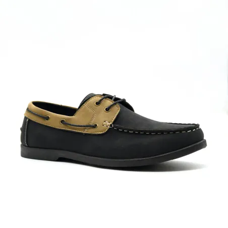 Chaussures bateau synthétiques noir/beige 40-46