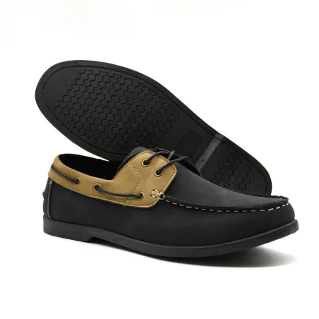 Chaussures bateau synthétiques noir/beige 40-46