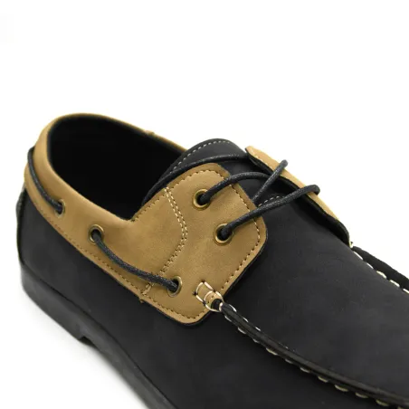 Chaussures bateau synthétiques noir/beige 40-46