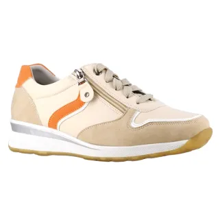 Baskets zip beige/orange PU - Confort et résistance 37-41