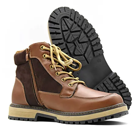 Bottines marron PU microfibre - Confort & résistance