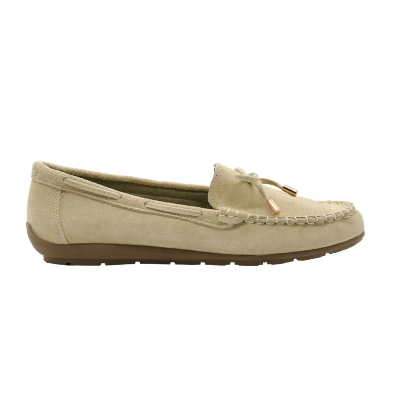 Mocassins femme cuir suédé beige 36-41 - Confort & élégance