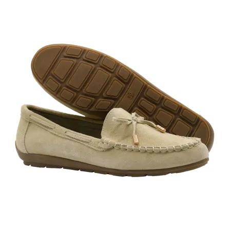 Mocassins femme cuir suédé beige 36-41 - Confort & élégance