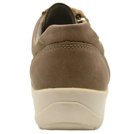 Baskets femme taupe aspect cuir PU - Fermeture éclair 36-41