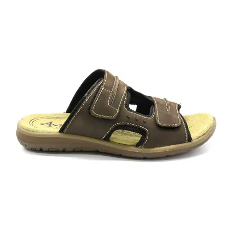Sandales confort Ayoka® cuir lycra scratch marron 40-46