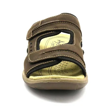 Sandales confort Ayoka® cuir lycra scratch marron 40-46