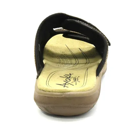 Sandales confort Ayoka® cuir lycra scratch marron 40-46