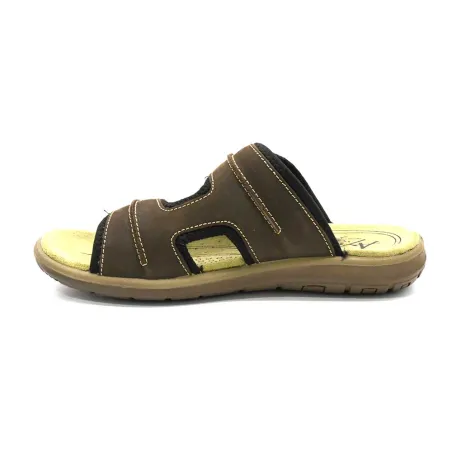 Sandales confort Ayoka® cuir lycra scratch marron 40-46