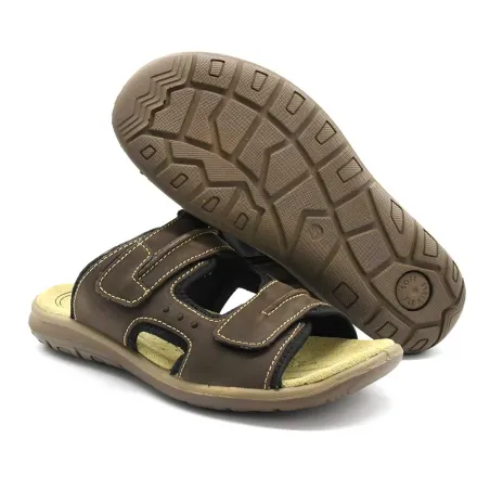 Sandales confort Ayoka® cuir lycra scratch marron 40-46