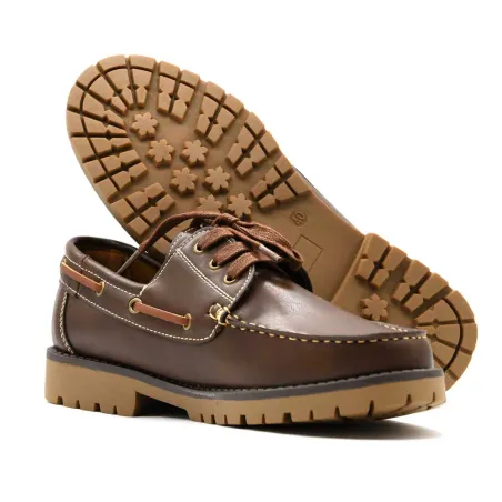 Chaussures bateau marron semelle crantée 40-46 pour extérieur