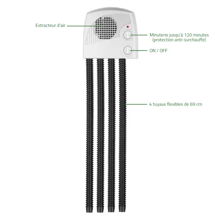 Séchoir électrique 4 tuyaux pour bottes et chaussures