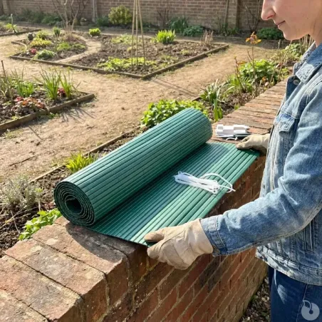 Canisse PVC occultante 1x5m vert - Fixations incluses