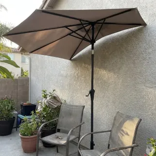 Parasol demi-rond taupe Ø2,7m - Toile 160g/m² manivelle