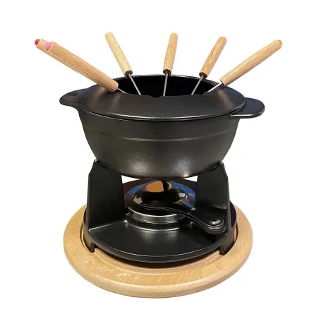 Service à fondue CLASSIC noir mat - caquelon & fourchettes