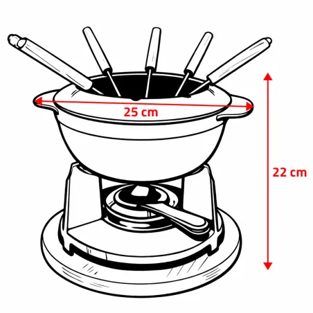 Service à fondue CLASSIC noir mat - caquelon & fourchettes
