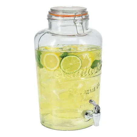 Fontaine à boisson 8L en verre - Robinet et couvercle clip