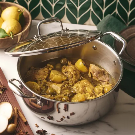 Faitout Lumia Tri-Ply 28 cm - Acier inox 18/10 avec couvercle