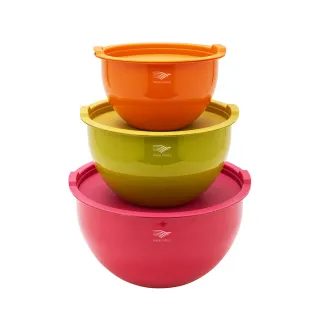 Lot 3 saladiers inox multicolores avec couvercles hermétiques