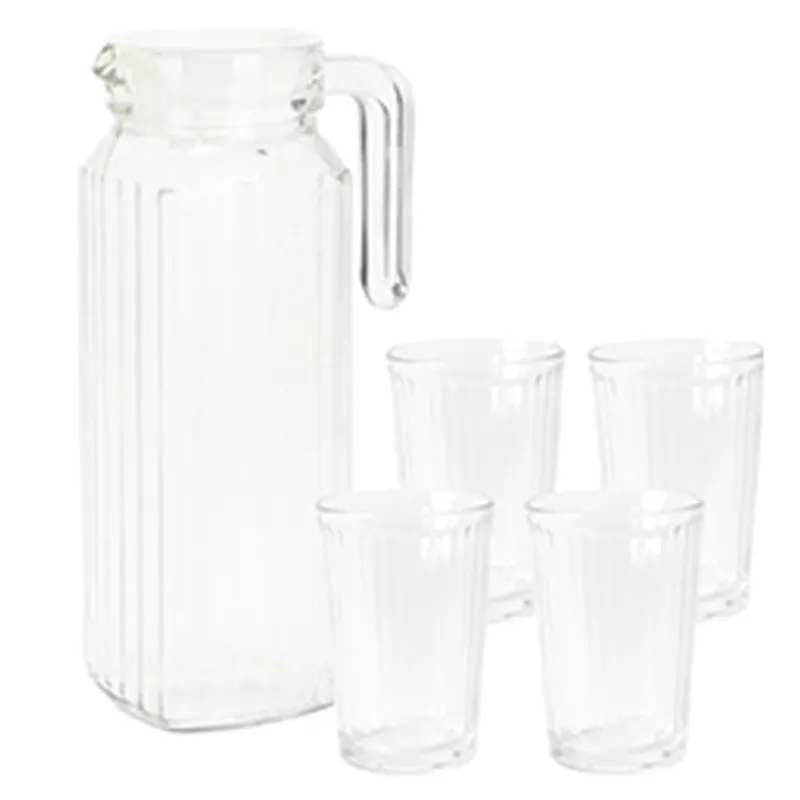 Set carafe 1,1L + 4 verres 200ml en verre élégant