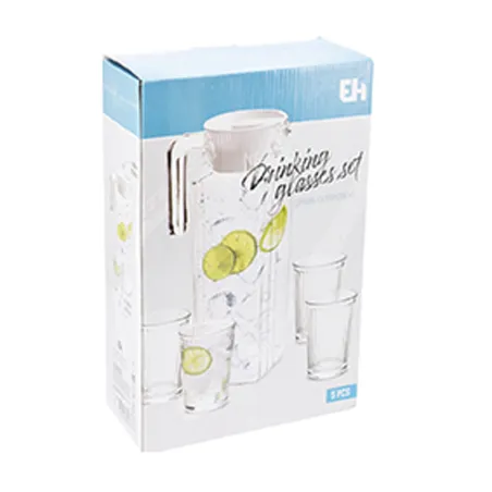 Set carafe 1,1L + 4 verres 200ml en verre élégant