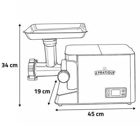 Hachoir électrique 900W - 3 plaques acier et entonnoirs