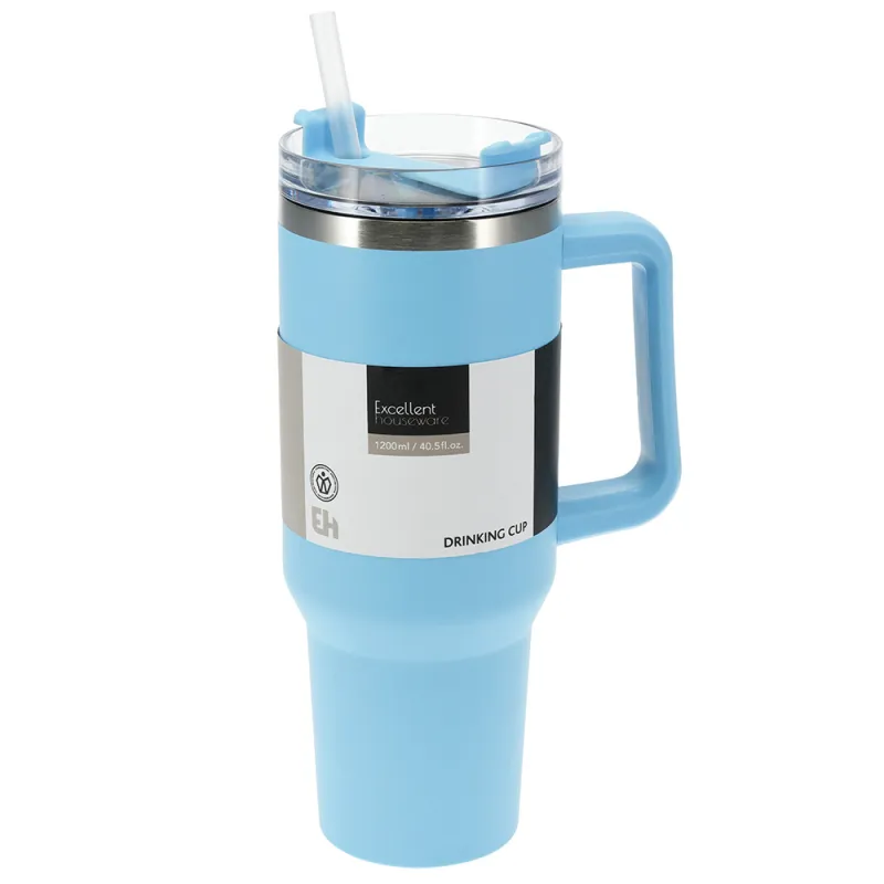 Mug 1,2L avec paille intégré - Grand format pratique