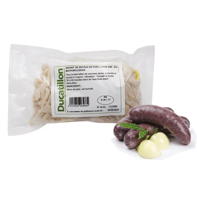 Boyaux de porc larges 25m pour saucisses et boudins
