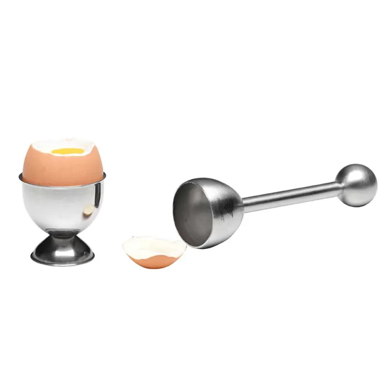 Coquetiers en inox + toqueur - Lot de 4+1