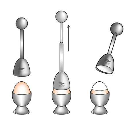 Coquetiers en inox + toqueur - Lot de 4+1