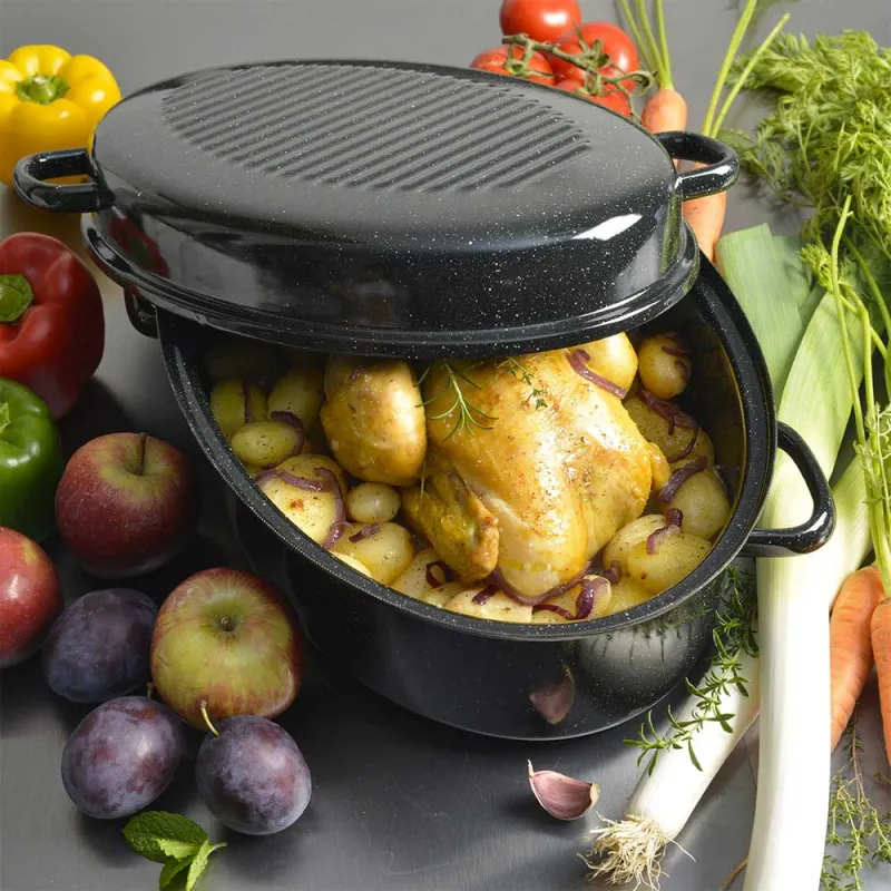 Roaster acier émaillé léger pour cuisson parfaite