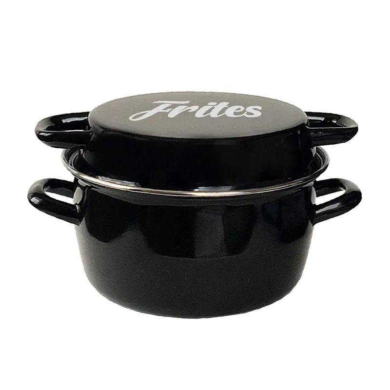 Friteuse émaillée avec couvercle et panier Ø26cm