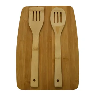 Planche bambou 33x23 cm + 2 spatules - cuisine