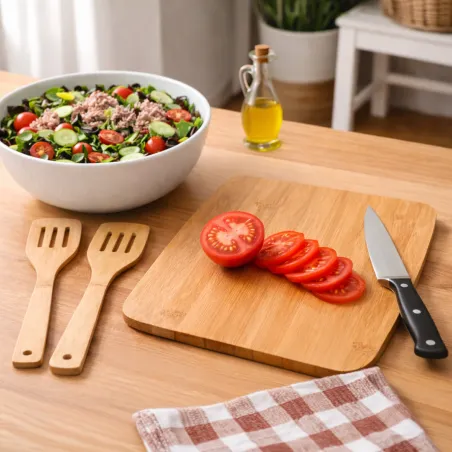 Planche bambou 33x23 cm + 2 spatules - cuisine