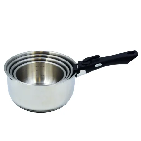 Lot 4 casseroles inox à manche détachable 14-20 cm