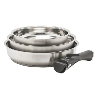 Lot 3 poêles inox 20/24/26 cm pour élevage & jardin