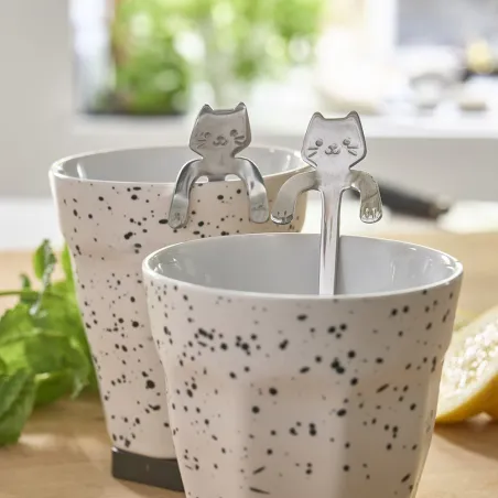 Lot de 2 cuillères chat en inox Pradel - Design ludique