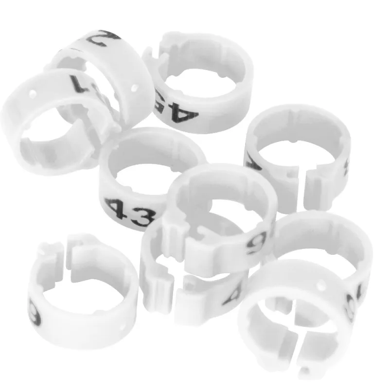Bagues pigeon laser indélébiles numérotées 26-50 blanc 9mm