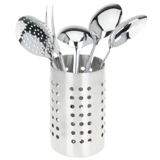 Kit 5 ustensiles cuisine + pot de rangement métal