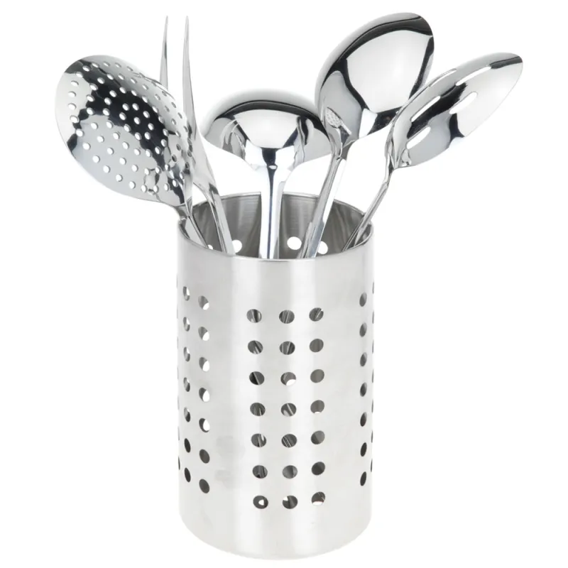 Kit 5 ustensiles cuisine + pot de rangement métal