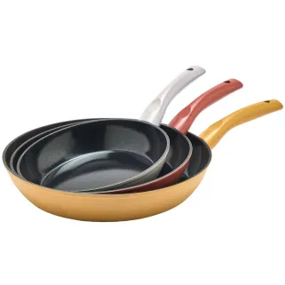 Lot 3 poêles alu forgé Ø20/24/28cm - Manche bakélite